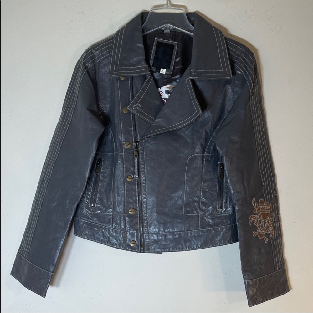 Vintage! Ed Hardy x Mustang Collection Leather Motor Jacket. 3XL.